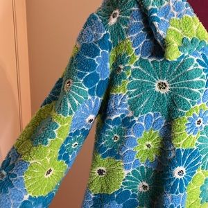 One of a kind psychedelic fuzzy floral wackadoo muppet rhinestone coat